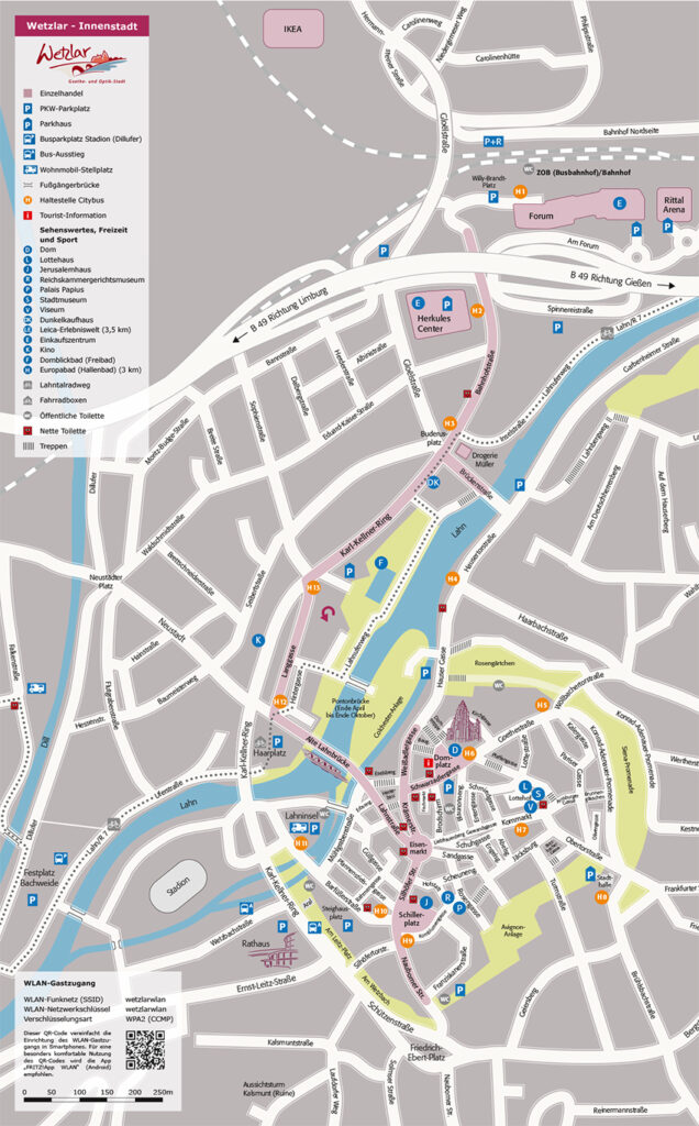 Innenstadtkarte Wetzlar - eingezeichnete Parkmöglichkeiten